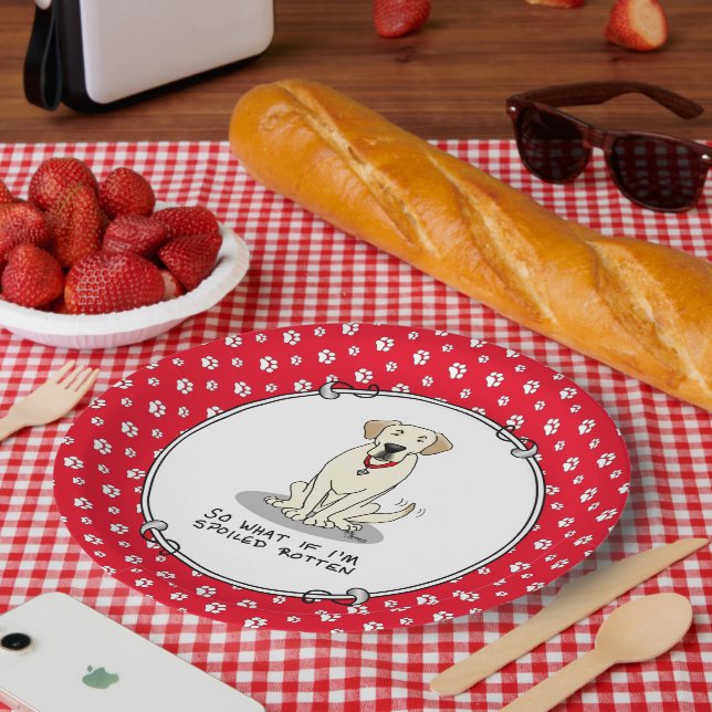 Plato De Papel Labrador de laboratorio amarillo podrido y podrido (Picnic)