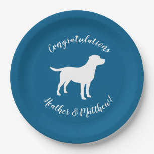 Plato De Papel Labrador Dog Baby Shower Blue Boy Lab