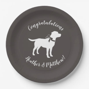 Plato De Papel Labrador Dog Baby Shower Lab Género gris neutro