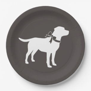 Plato De Papel Labrador Dog Baby Shower Lab Género gris neutro