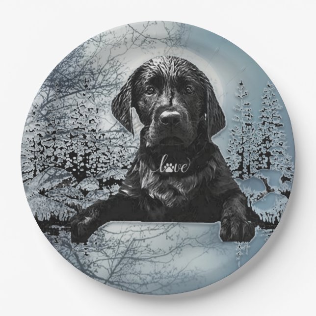 Plato De Papel Labrador negro recuperador perrito T-Shirt Pil (Anverso)