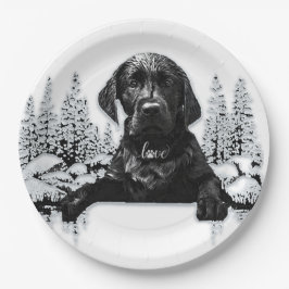 Plato De Papel Labrador negro recuperador perrito T-Shirt Pil