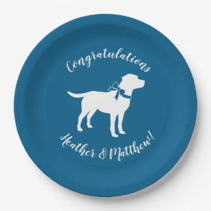 Plato De Papel Labrador Perro Baby Shower Blue Boy Lab