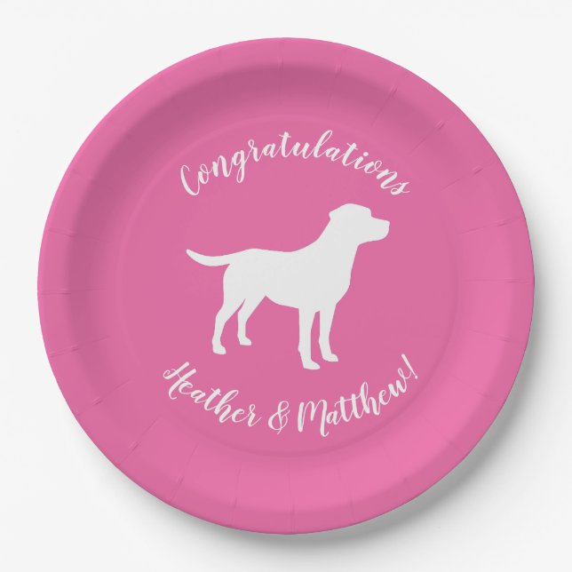Plato De Papel Labrador Perro Baby Shower Chica Lab Pink (Anverso)