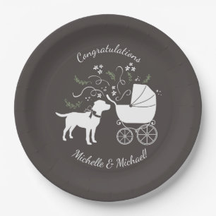 Plato De Papel Labrador Tema del perro Baby Shower Género neutro