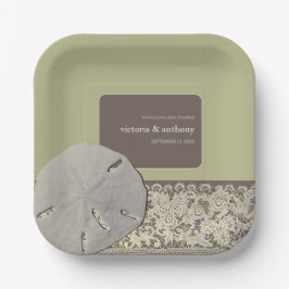 Plato De Papel Lace de dólar de arena, boda de playa de vintage