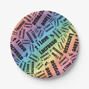 Plato De Papel Lacrosse del amor del arco iris I