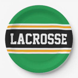 Plato De Papel LACROSSE Rayas de Carreras amarillo negro verde br
