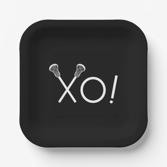 Plato De Papel Lacrosse Team Black (Anverso)