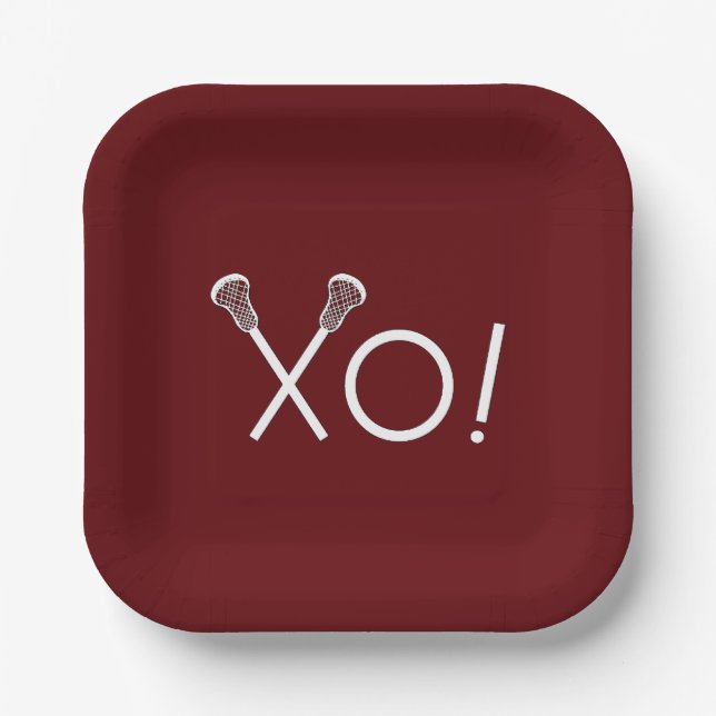 Plato De Papel Lacrosse Team Maroon (Anverso)