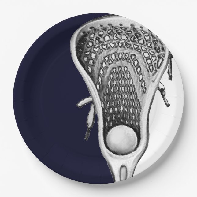 Plato De Papel Lacrosse Team Navy Blue (Anverso)
