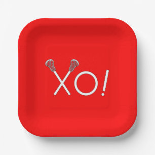 Plato De Papel Lacrosse Team Red