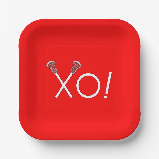 Plato De Papel Lacrosse Team Red (Anverso)