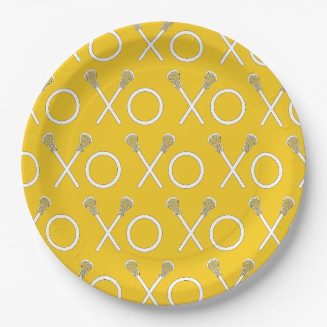 Plato De Papel Lacrosse Team Yellow (Anverso)