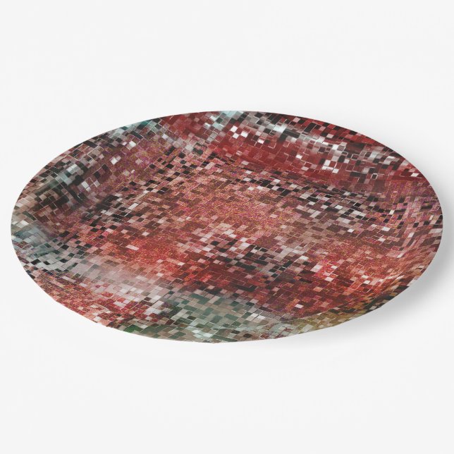 Plato De Papel Ladrilho vermelho manchado tinta com spray (Angular)