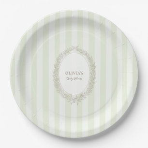 Plato De Papel Laduree Café Francés Bonjour Bebe Raya Verde