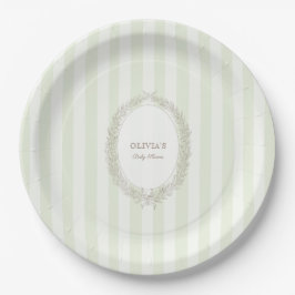 Plato De Papel Laduree French Caffee Bonjour Bebe Green Stripe