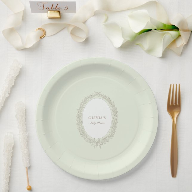 Plato De Papel Laduree French Caffee Patisserie Baby Shower Green (Boda)