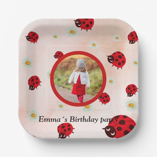 Plato De Papel lady bug party photo (Anverso)