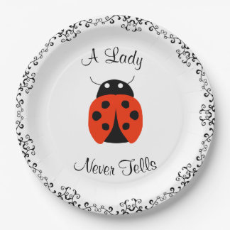 Plato De Papel Lady Bug- Una dama nunca dice lo personalizado