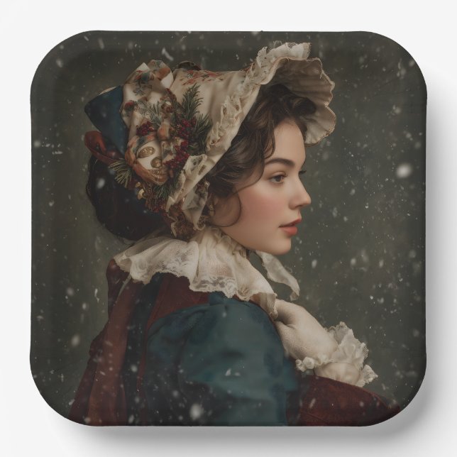 Plato De Papel Lady in Winter (Anverso)