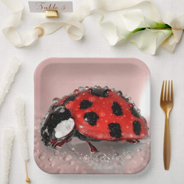 Plato De Papel Ladybug (Boda)