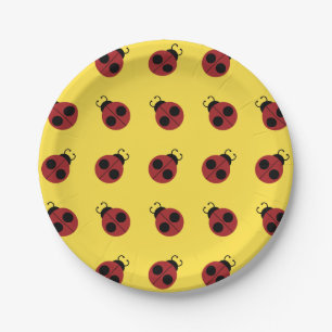 Plato De Papel Ladybug 60s retro fresco amarillo