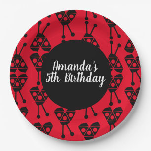 Plato De Papel Ladybug Bug Insect Geometrical Birthday Party Red