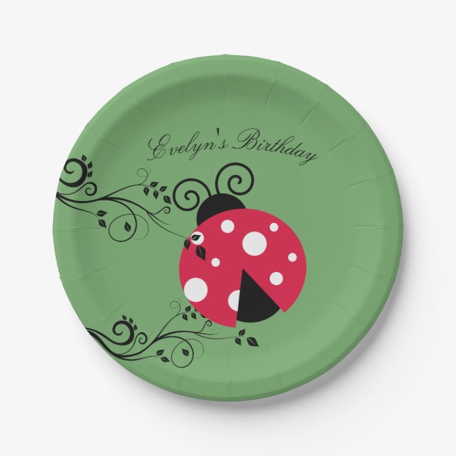 Plato De Papel Ladybug de placas de papel de Lady Bug personaliza (Anverso)