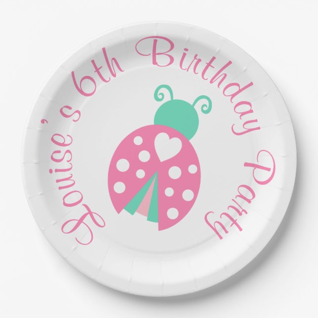 Plato De Papel Ladybug Ladybird Birthday (Anverso)