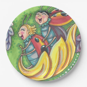 PLATO DE PAPEL LADYBUGS CORRIENDO EN CAÍDAS DE OTOÑO, BUG DIVERTI