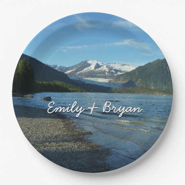 Plato De Papel Lago Mendenhall en el paisaje Juneau Alaska (Anverso)