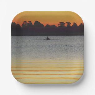 Plato De Papel Lago Wendouree Calma Antes del Anochecer
