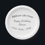 Plato De Papel Lake house beach happy birthday add name date year<br><div class="desc">Design</div>