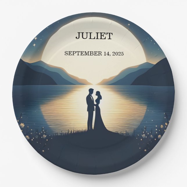 Plato De Papel Lakeside Mountain Fun Nature Lake Bridal Shower (Anverso)