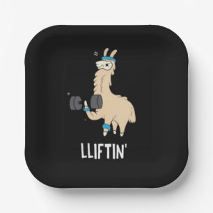 Plato De Papel Lama en el gimnasio - pesas levantadas