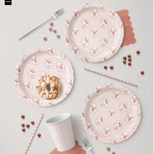 Plato De Papel Langosta y cítrico terracota mediterráneo costero