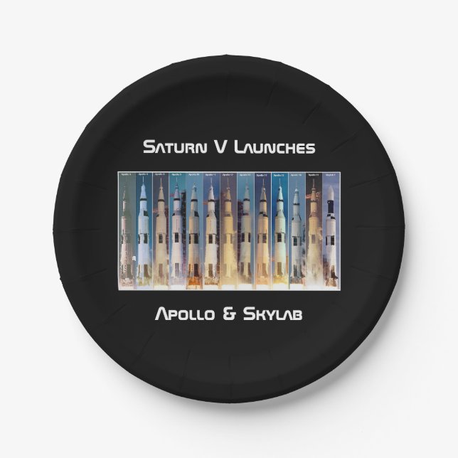 Plato De Papel Lanzamiento del cohete Saturn V Moon (Anverso)
