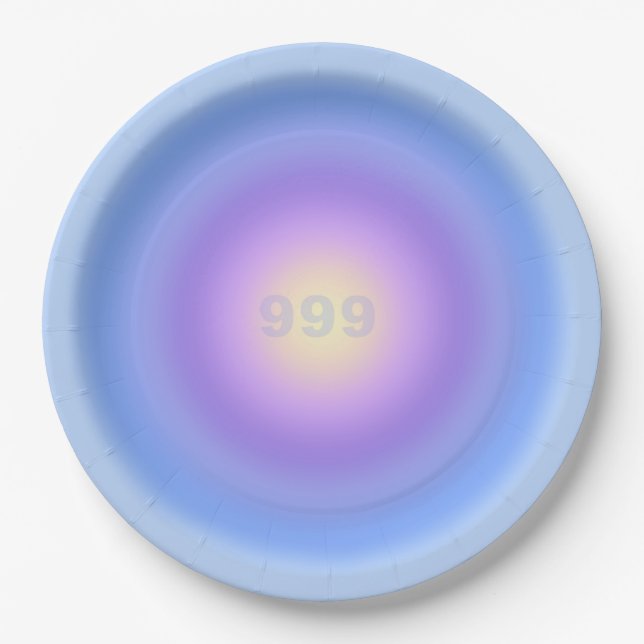Plato De Papel Lanzamiento del número de ángel 999 - Gradiente de (Anverso)
