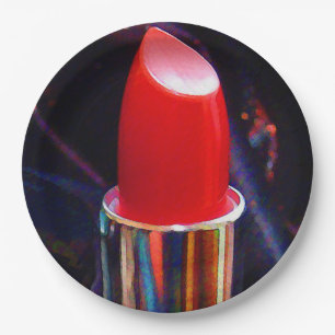 Plato De Papel Lápiz labial rojo