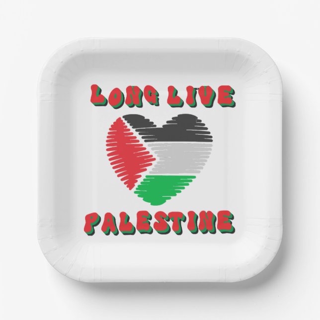 Plato De Papel Larga vida a Palestina (Anverso)