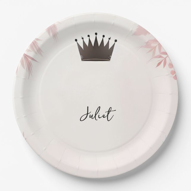 Plato De Papel Larga vida Regal Glam Rubor ducha de novia rosa (Anverso)