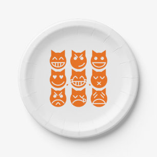 Plato De Papel Las 9 vidas del gato de la Emoji