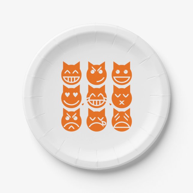 Plato De Papel Las 9 vidas del gato de la Emoji (Anverso)