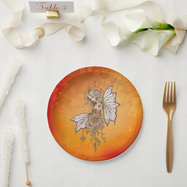 Plato De Papel Las alas doradas y los sueños florecientes, el had (Boda)