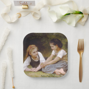 Plato De Papel Las amigas recogen nueces, Les Noisettes Bouguerea