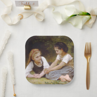 Plato De Papel Las amigas recogen nueces, Les Noisettes Bouguerea
