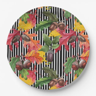 Plato De Papel Las bellotas en otoño