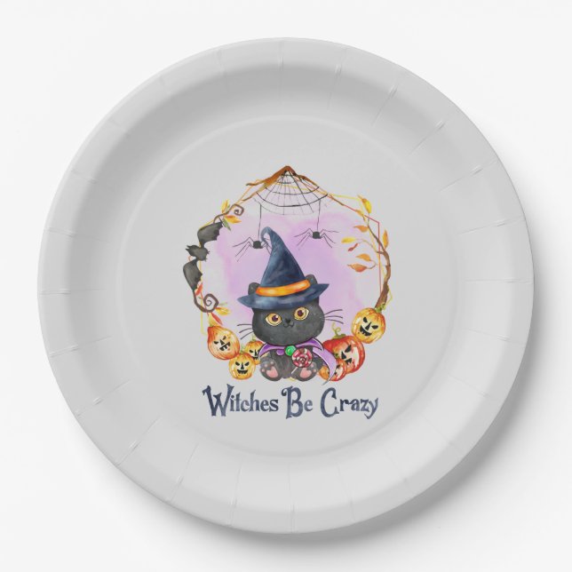 Plato De Papel Las brujas están locas (Anverso)