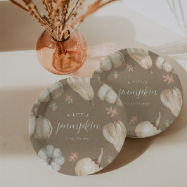 Plato De Papel Las calabazas blancas rusas caen en Baby Shower